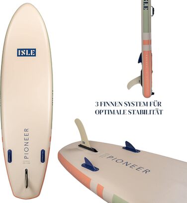 ISLE Pioneer Надувна SUP-дошка для початківців, комплект: страховочний шнур, 3 плавники, рюкзак, насос, весло, дизайн California