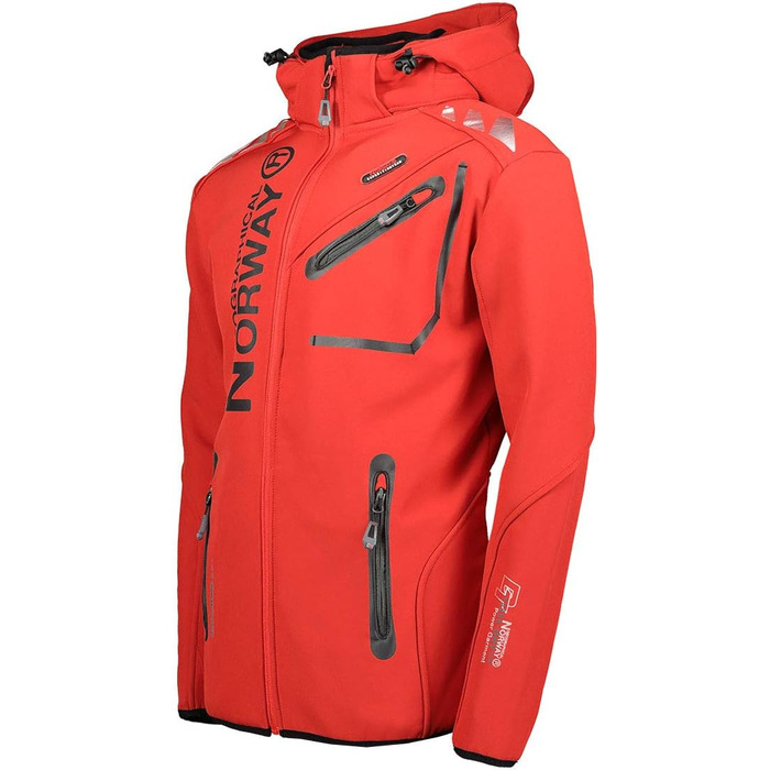 Куртка Softshell Geographica Norway Royaute для чоловіків - Водонепроникна тактична куртка Windbreaker для активного відпочинку, туризму, катання на лижах, осінь-зима-весна (S, Червоний / Чорний)
