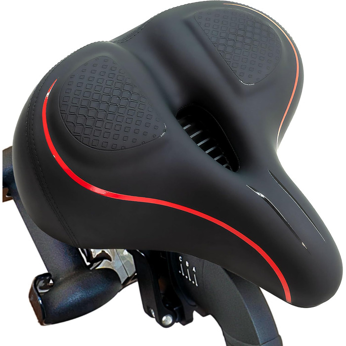 TrubliFit Широке велосипедне сідло для Peloton Bike та Bike+, м'яке ергономічне сидіння, універсальне для чоловіків і жінок, заміна сідла, аксесуар для велотренажера, чорний/червоний