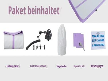 Гімнастичний мат Air Track для тумблінгу та йоги з електричним насосом, водонепроникний та протиковзний, фіолетовий (300x100x10 см)