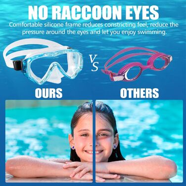 Набір для снорклінгу для дітей HIKOTEY, сухий снорклінг, маска для плавання з антизапотіваючим покриттям, водонепроникні вушні затички, блакитний (B1-Blau 2)
