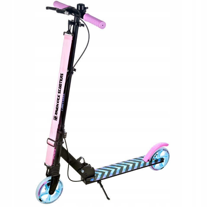 Дитячий самокат RAVEN Pastelle Black/Pink, колеса 145 мм, з амортизацією, гальмом та дзвінком