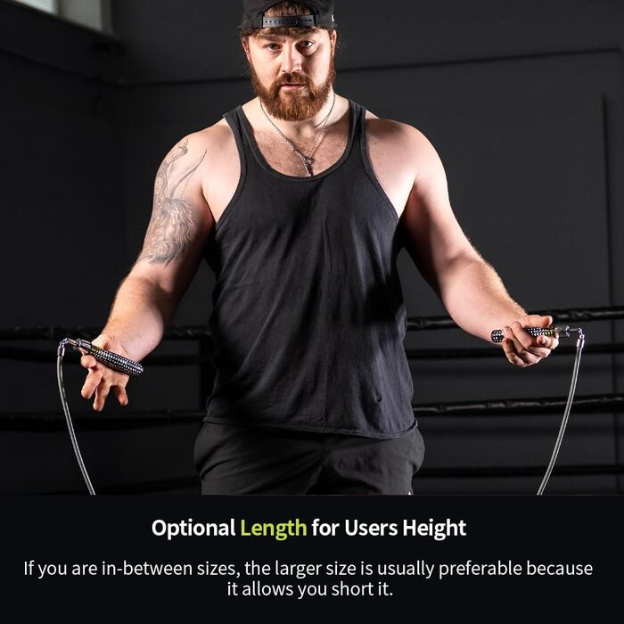 Стрибкове канат Hererope з вагою 0,5 кг, з підшипником, неслизька ручка, міцне сталеве канат, для фітнесу, інтенсивне тренування, Crossfit, сірий колір, довжина 9'0