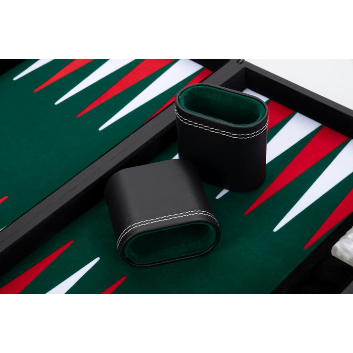 Набір для гри в шашки (бекґеммон) Engelhart Luxus – зелений/червоний/білий, 38 см, штучна шкіра