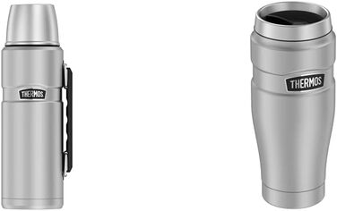 Термос і термочашка THERMOS Stainless King, нержавіюча сталь, 1,2 л + 470 мл, ізольовані, герметичні, для кави, підходять для посудомийки