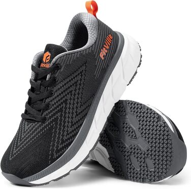 Чоловічі бігові кросівки FitVille з широкою колодкою, амортизація, легкі, дихаючі, для тенісу, фітнесу, джогінгу та ходьби (46 EU, чорний з сірим)