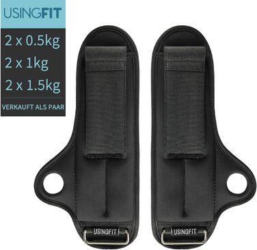 Універсальні обважнювачі для рук і ніг USINGFIT 2×0,5 кг – манжети на зап'ястя та щиколотки для фітнесу, бігу, тренувань