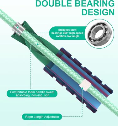 Стрибкове канат для фітнесу, з вагою, регульований, для жінок та чоловіків, зелений