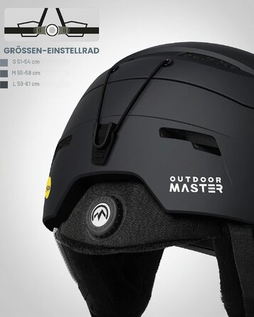 Шолом для лиж та сноуборду OutdoorMaster ELK MIPS з гірськолижними окулярами OTG, матовий чорний, розмір M