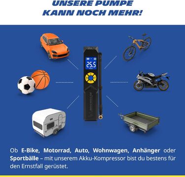 Міні-компресор Michelin Akku 10 Bar – портативний, цифровий | Для авто, велосипеда, електровелосипеда, мотоцикла, кемпера та причепа | 150 PSI, 7.4 V / 2500 mAH | LCD-дисплей, LED-підсвічування
