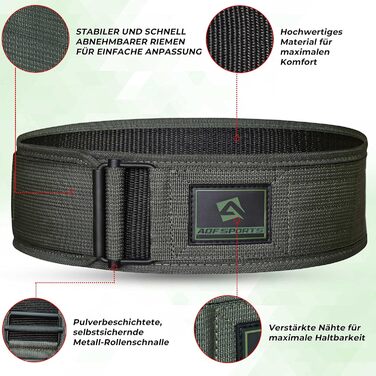 AQF Пояс для важкої атлетики 4''/10,2 см, автозамок, нейлон, для функціонального тренінгу, бодібілдингу, пауерліфтингу, кросфіту, підтримка спини, чоловічий/жіночий, XS, зелений