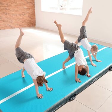 Гімнастичний надувний мат VENDOMNIA Airtrack 300×100×10 см, лілово-сірий, електрична помпа, сумка, для фітнесу, йоги, спорту, тумблінгу