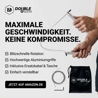 Стрибкове канат Springseil Speed Rope: регульований, для CrossFit, боксу, фітнесу, металеві ручки (срібний)