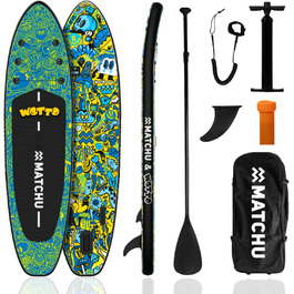 Надувне SUP-борд MATCHU Limited Edition з сертифікатом та комплектом - 320x81x15 см, до 150 кг, Art Collection Wotto Collection