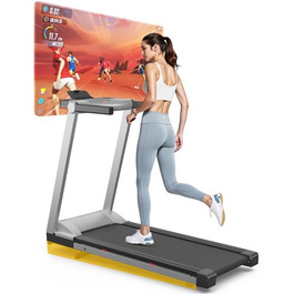 Lacuffy Біговий доріжка для дому, складаний, Walking Pad з нахилом 6%, велика площа бігового полотна 112 * 42 см, вантажопідйомність 158 кг, для високих людей, срібно-чорний колір