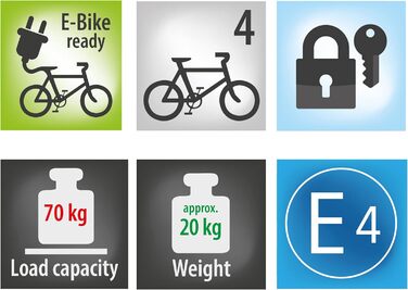 Велотримач EUFAB 11556 для фаркопу: Amber 4 - переноска на 4 велосипеда