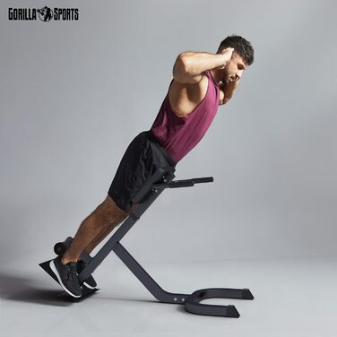 Рюкзак-тренажер GORILLA SPORTS® - 5-позиційний, до 120 кг, з фіксацією ніг, чорний. Тренажер для спини, гіперрозгинання, прес, для дому