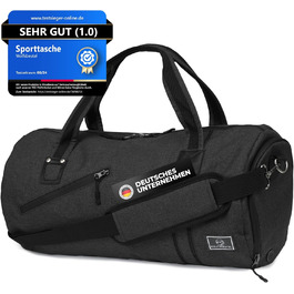 Спортивна сумка WOLFSBÜTEL® 50L: для подорожей, з відділенням для взуття та мокрих речей | Водостійка, з регульованим плечовим ременем | Ідеальна для басейну, спортзалу та подорожей (Чорна)