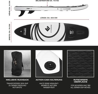 Надувна SUP-дошка FitEngine Trip Allrounder 10', 305 см, комплект 11 в 1 з каяк-сидінням, преміум Drop-Stitch, до 160 кг