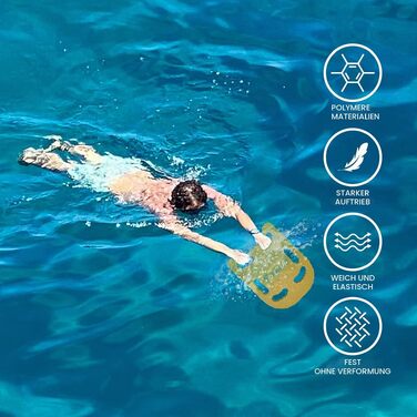 Дошка для плавання FunWater для дітей та дорослих, тренажер для навчання плаванню з пінополіетилену (PE), допомога для покращення стилю плавання, мультяшний дизайн (37x27см, жовто-зелена)