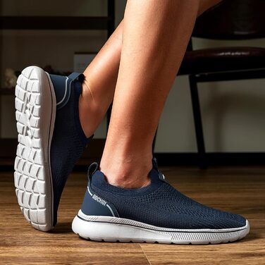 Чоловічі кросівки без шнурівків Slip-on, сітка, дихаючі, легкі, для бігу та спорту, комфортні, outdoor, джогінги, 44 EU, темно-синій