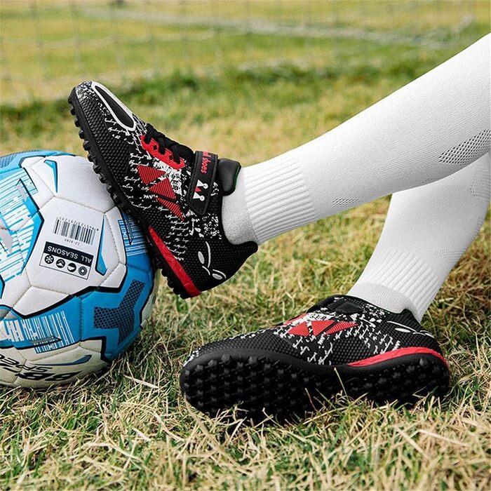 Дитячі футбольні бутси Unisex, легкі, неслизькі, для тренувань, для штучного газону, розмір 28-39 (38 EU), червоні