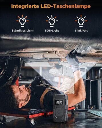 Електричний надувний насос 150 PSI: для авто, велосипеда, мотоцикла, м'ячів. Портативний компресор з манометром, акумуляторний, чорний