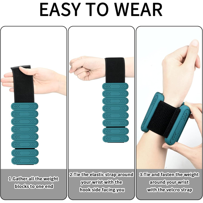 Набір напульсників з обтяженням для зап'ястя та щиколоток Smlper (2 шт., 2 кг), для фітнесу, йоги, танців, ходьби, бігу (зелений)