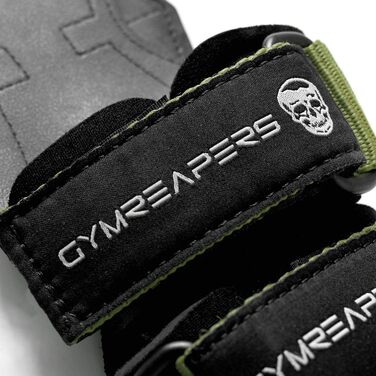 Набори важезних руків'їв Gymreapers для важкої атлетики, пауерліфтингу, тяги, підтягувань (пара) з неопреновими накладками, підтримкою для зап'ястя та гумовими рукавичками/ремнями (Ranger Green, M)
