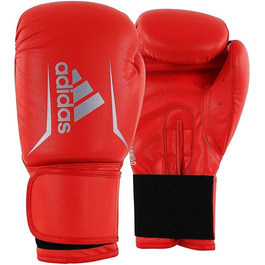 Боксерські рукавички ADIDAS SPEED 50 з PU-шкіри, червоно-сріблясті, 8 унцій