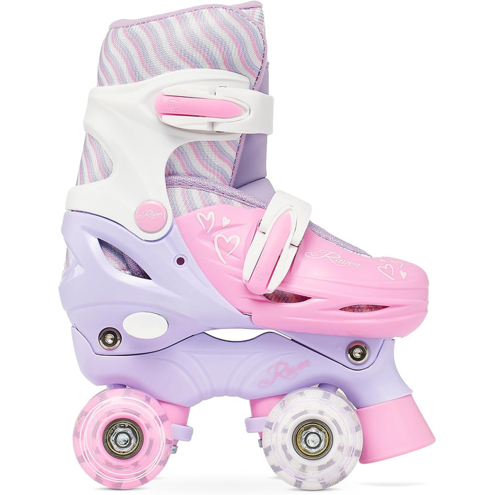 Роликові ковзани для дітей дівчаток RAVEN з регулюванням розміру та LED підсвіткою (27-30, без куфів)