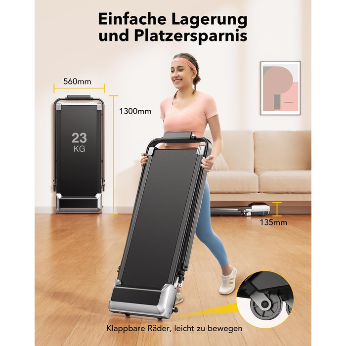 Бігова доріжка для дому з нахилом, 2-в-1 Walking Pad, 12 км/год, складана, 2.5HP, під стіл, для офісу та дому, з додатком і пультом
