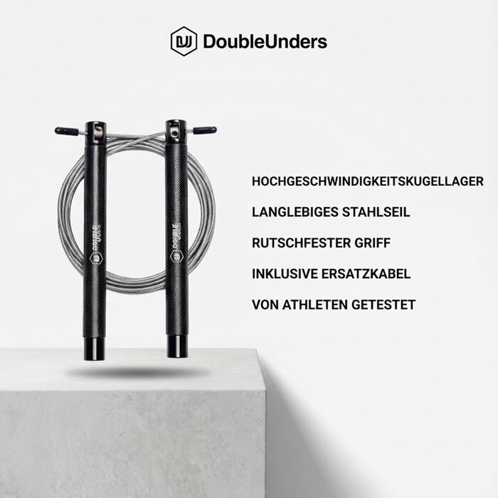 Скакалка Springseil Speed Rope: регульований, для CrossFit, боксу, фітнесу. Металеві ручки, срібно-чорний колір