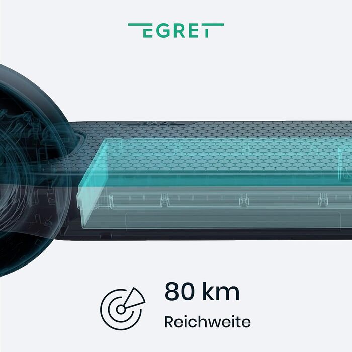 Електросамокат Egret Pro складаний з дорожнім сертифікатом, до 20 км/год, запас ходу 80 км, керування через додаток, регульований кермо, вантажопідйомність 120 кг, магнієва рама