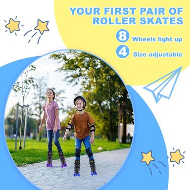 Дитячі ролики DUZSKJ регульовані, з підсвічуванням, для хлопчиків та дівчаток, чорно-фіолетові