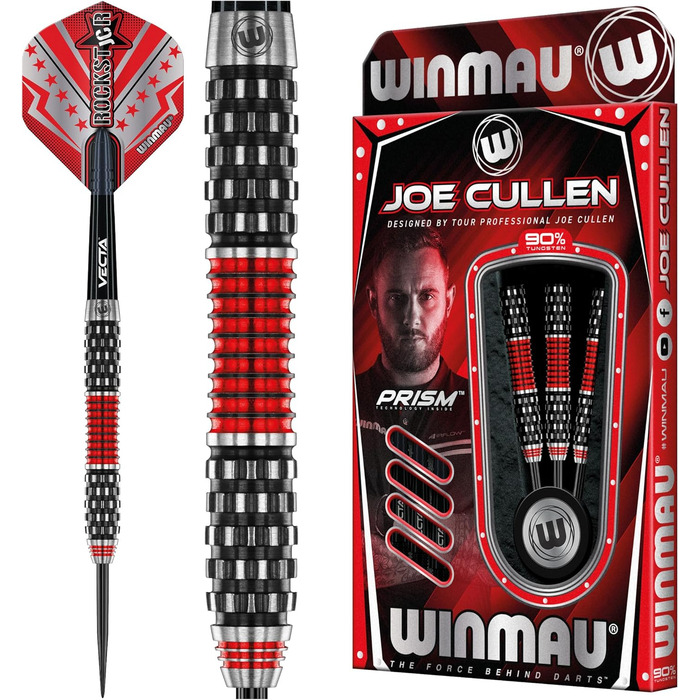 Дротики WINMAU Joe Cullen Rockstar RS 1.0 професійні, вольфрамові, з крилами та стрижнями