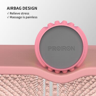 Масажний ролик PROIRON 42x13,5 см, з повітряною подушкою, рожевий, з рельєфними виступами для глибокого масажу та зняття болю, міцний проти деформації