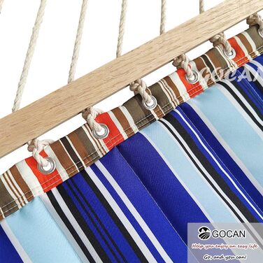 Гаммак GOCAN XXL для 2 осіб, 220x150 см, 330 см, 300 кг, бавовна, для відпочинку в саду, на балконі, в приміщенні, сірий з червоно-синіми смугами
