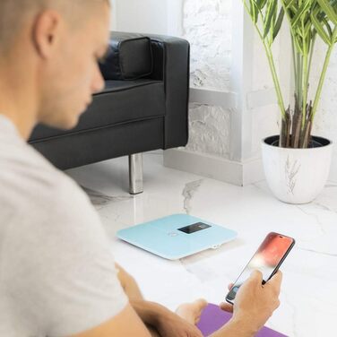 Ваги для ванного кімнати Cecotec Digitale Surface Precision 10400 Smart Healthy Vision: цифровий дисплей, вимірювання біоімпедансу, Bluetooth, 180 кг, синій