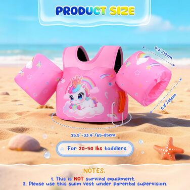 МоКо: Надувні рукавики для плавання для дітей, для хлопчиків та дівчаток. Тренувальний жилет з кріпленням на стегнах, плавальна куртка з ремінцями на плечах. Рукавики для плавання у басейні (рожевий & єдиноріг з короною, для ваги 9-23 кг)