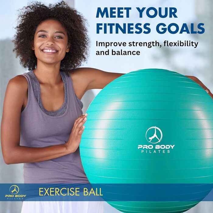 Фітбол ProBody Pilates Ball для фітнесу, йоги, фізичної терапії та вагітності (85 см)