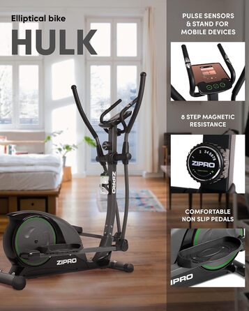 Zipro Crosstrainer Hulk: Магнітний тренажер для дому, до 150 кг, чорний