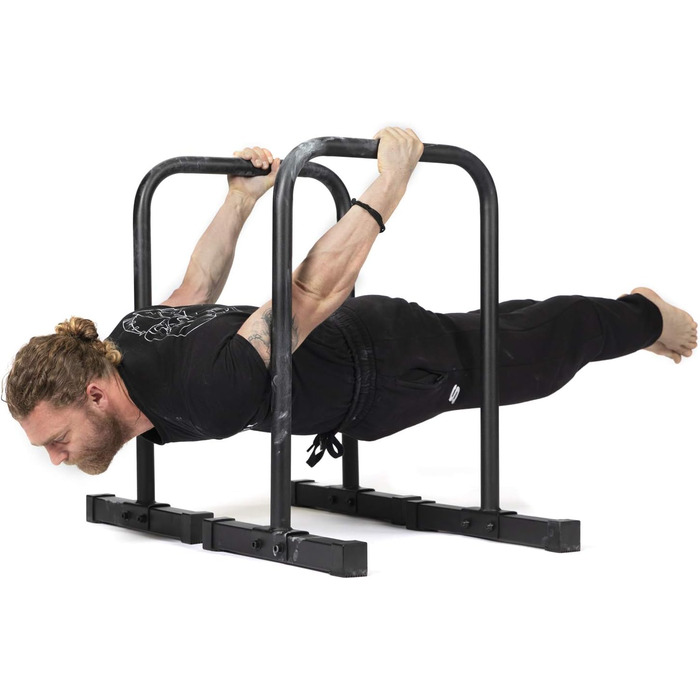 Паралети Gravity Fitness XL, регульовані бруси для калістеніки та домашнього спортзалу, 38 мм ручки для віджимань, L-сіту, підтягувань, міцні турнік-бруси для силових тренувань