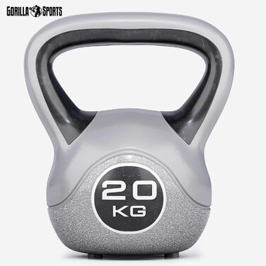 Кетлбел гиря GORILLA SPORTS 2-20 кг, пластикова, одинична/набір, з/без підставки