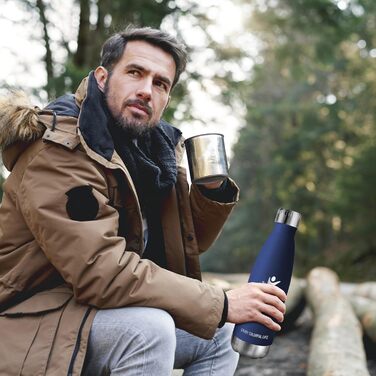 Термос KollyKolla з нержавіючої сталі, 500мл/750мл/1л, без протікань, ізотермічна пляшка, для дітей, спортивна, для школи, фітнесу, відпочинку на природі, кемпінгу, 1000 мл, темно-синій