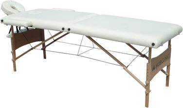 Складаний масажний стіл Mobiclinic CM-01 Light, дерев'яний, 186x60 см, кремовий, з підголівником, портативний, для фізіотерапії, європейський бренд