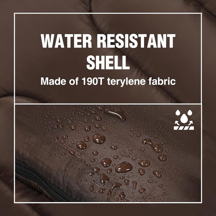 Спальний мішок REDCAMP XL з бавовни, теплий, з капюшоном, фланелевий, компактний, 3-4 сезони, для дорослих та дітей, для кемпінгу, риболовлі, зимовий, коричневий, 2lbs наповнювач