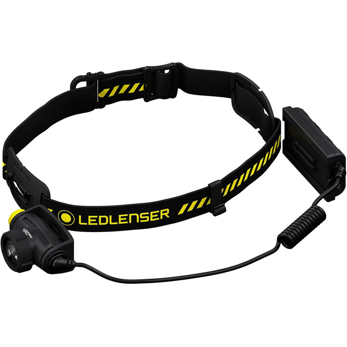 Ліхтар налобний LED Ledlenser H5R Work, 350 люмен, водонепроникний IP67, регульований, поворотний, з плавним регулюванням яскравості, 2xAA батарейки, дальність освітлення 160м, з батарейками