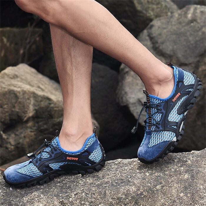 Чоловічі спортивні сандалії FLARUT для туризму та хайкінгу, літні, дихаючі, водонепроникні, блакитні (41 EU)