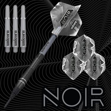 Дартс-набір Unicorn з м’яким наконечником Gary 'The Flying Scotsman' Anderson Noir Phase 3, 5 & 6, 60%, 70% та 80% вольфрам, чорне титанове покриття, подарункова упаковка, 18 г або 20 г